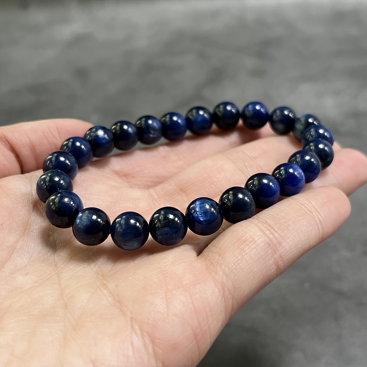 AAA Natural Kyanite Beaded Bracelet 8mm Round Crystal Stones Reiki Infused